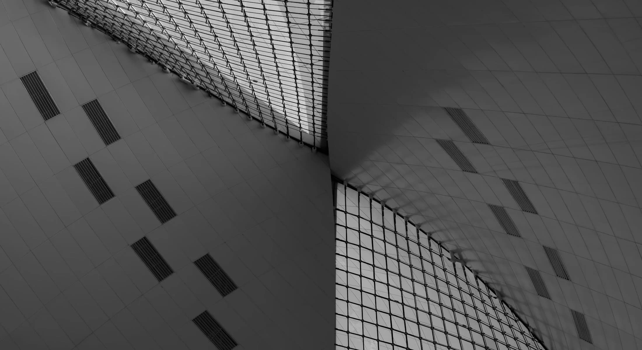 Abstract black and white architecture with clear structural lines